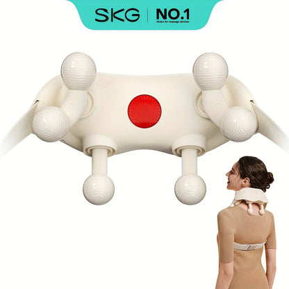 Wearable Neck & Shoulder Massager with Heat – 6D Bionic Hand Kneading Trapezius Massager, 9 Modes 3 Intensities 40-45°C Heat, Hands-Free Deep Tissue Massage for Home & Office, Gift for Women Men Mom