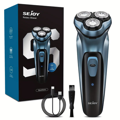 Electric Shaver Men 3D Floating Rotary Head Rechargeable Razor – Pop-Up Trimmer 1-Hour Fast Charge LCD Display, Wet Dry Shaving Machine Replaceable Cutter Head for Home & Travel Daily Grooming