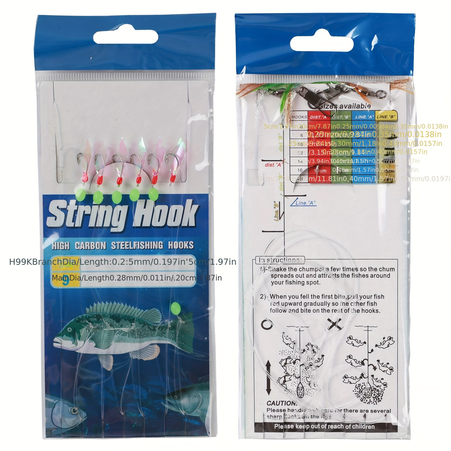 Fishing Rig Set 22 Packs Flasher Lure Bait Rigs - Glow Beads & High Carbon Hooks for Freshwater & Saltwater Trout Bass Salmon Fishing Tackle