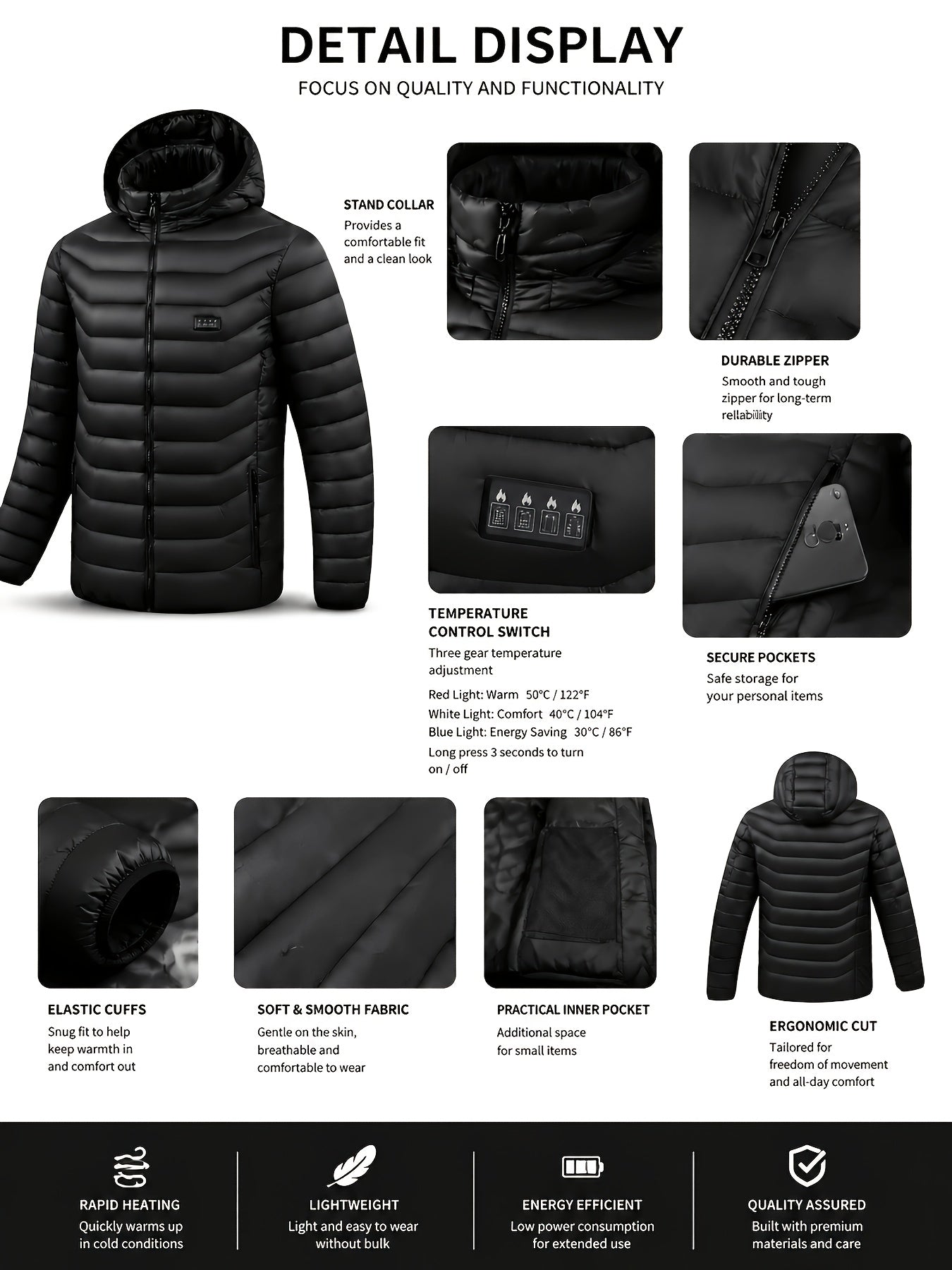 Unisex Heated Pullover Jacket Everyday 861