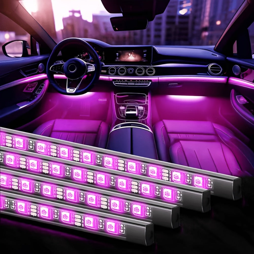 RGB LED Car Interior Lights 48 LEDs Under Dash Strip Lighting Kit with App Control & Remote – Multicolor Music Sync for Car Truck SUV (App / Remote / USB+Remote)