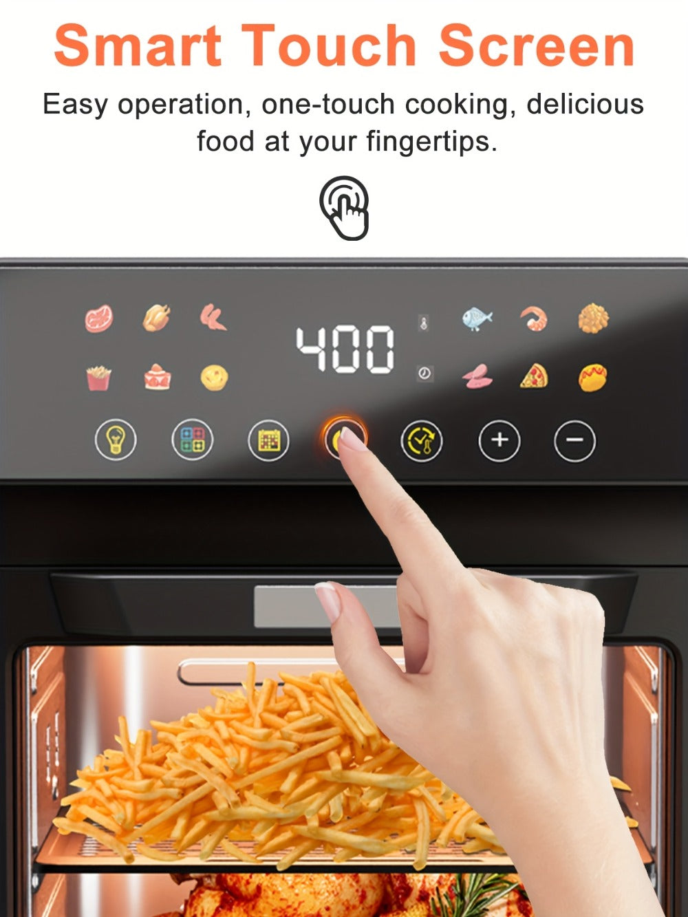 Air Fryer Toaster Oven Combo Extra Large – 12-Quart Countertop Convection Oven with Digital Touchscreen, 12 Preset Functions, Baking, Roasting & Reheating, Family-Sized Meals, Black