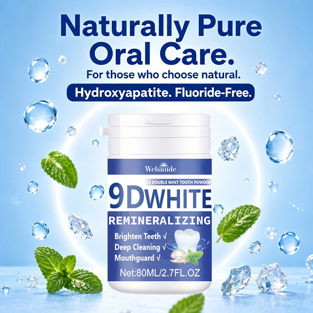 Hydroxyapatite Tooth Powder 2-Pack Remineralizing Fluoride-Free Deep Cleaning Whitening Mint Toothpowder for Sensitive Teeth Enamel Repair Daily Oral Care Gift