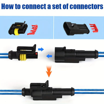 Automotive Electrical Connector Terminal Kit 355PCS - 1/2/3/4 Pin Wire Plug Set for Car Repair, Wiring Harness & Electrical Maintenance, Universal Fit