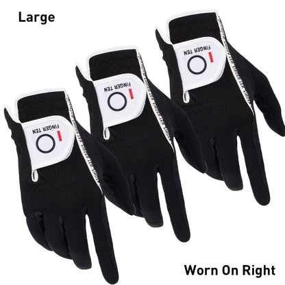 Wet Weather Golf Gloves Rain Grip 3-Pack for Men | Breathable Water-Resistant Golf Gloves for Left & Right Hand – Durable Comfortable Fit in Hot & Wet Conditions (Black, Gray, White | S–3XL)
