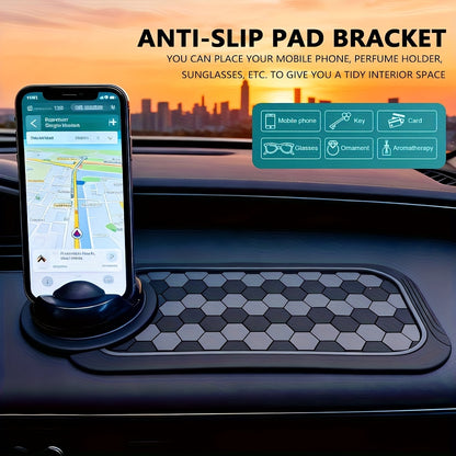 Car Dashboard Anti-Slip Pad with Phone Holder & Digital Number Plate Stickers – Multifunctional Non-Slip Dashboard Storage Mat for Car Interior Accessories