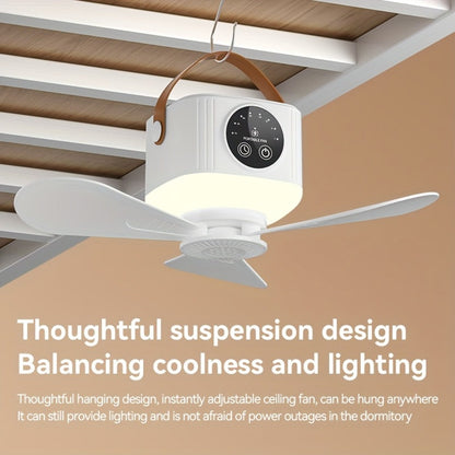 Camping Fan with Light & USB Rechargeable | Portable Outdoor Tent Fan with Tripod Stand, Detachable Blades, Adjustable Speed & Brightness for Camping, Bedroom, Dormitory & Travel Use – Silent Operation