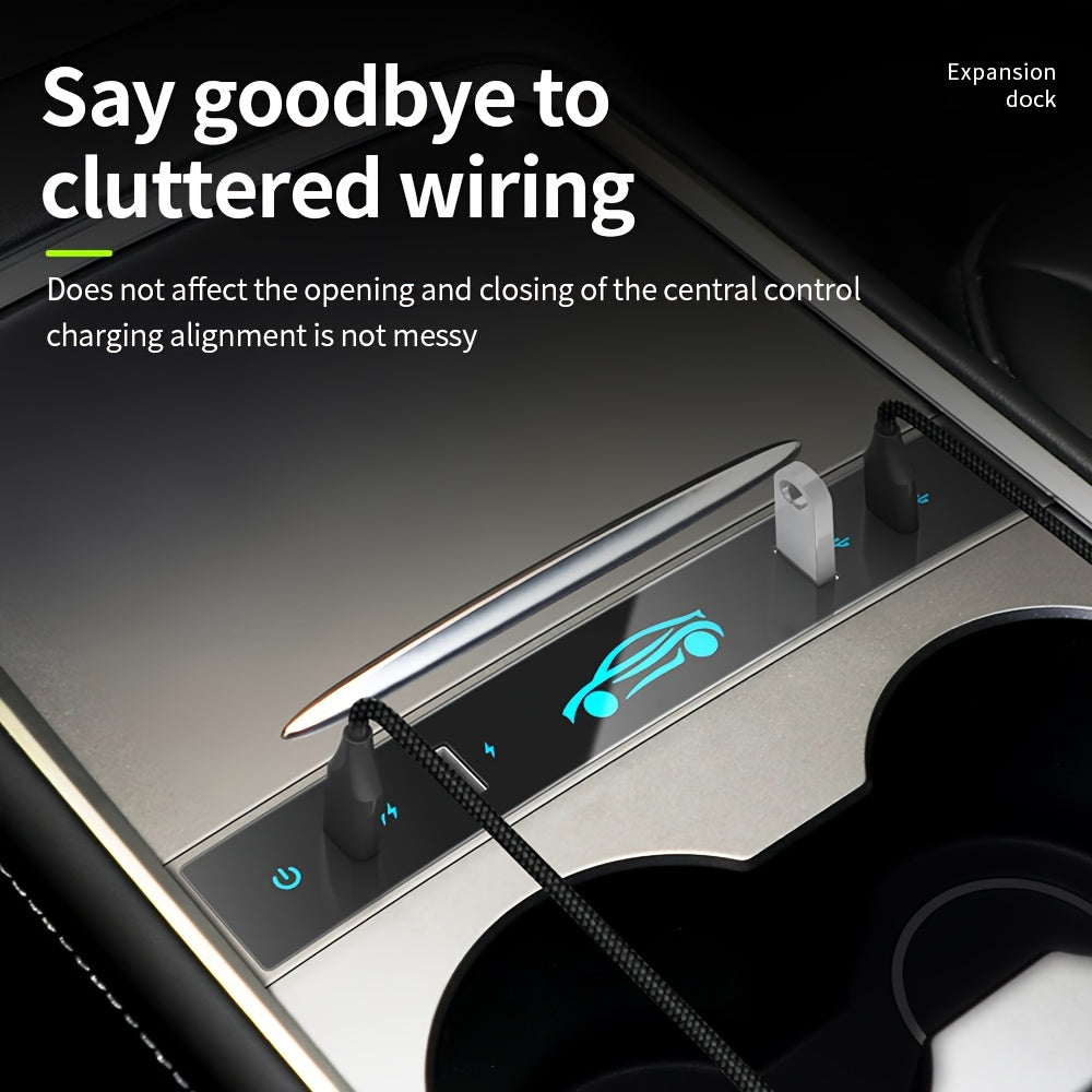 USB Hub Chargers Are Offered for The for Tesla Model Y from 2021 to 2024 And The Model 3 from 2021 to 2023. These 27W Fast Charging USB Hubs Feature Four Ports And Are Compatible with The for Tesla Model Y Accessory for 2024. (They Are Not Compatibl