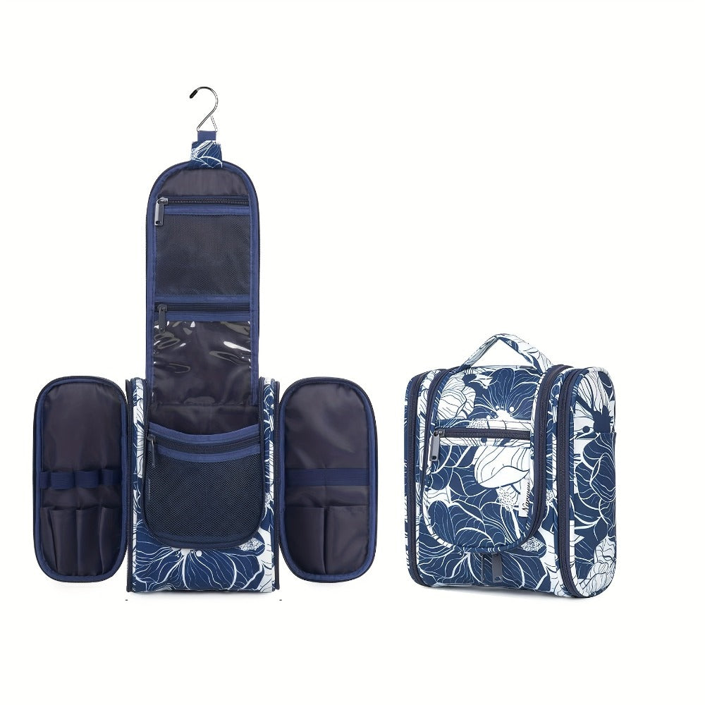 Hanging Toiletry Bag for Women Large Capacity Travel Makeup Organizer Bag with Hook Multi-Compartment Waterproof Cosmetic Pouch 16 Prints for Cruise Gym