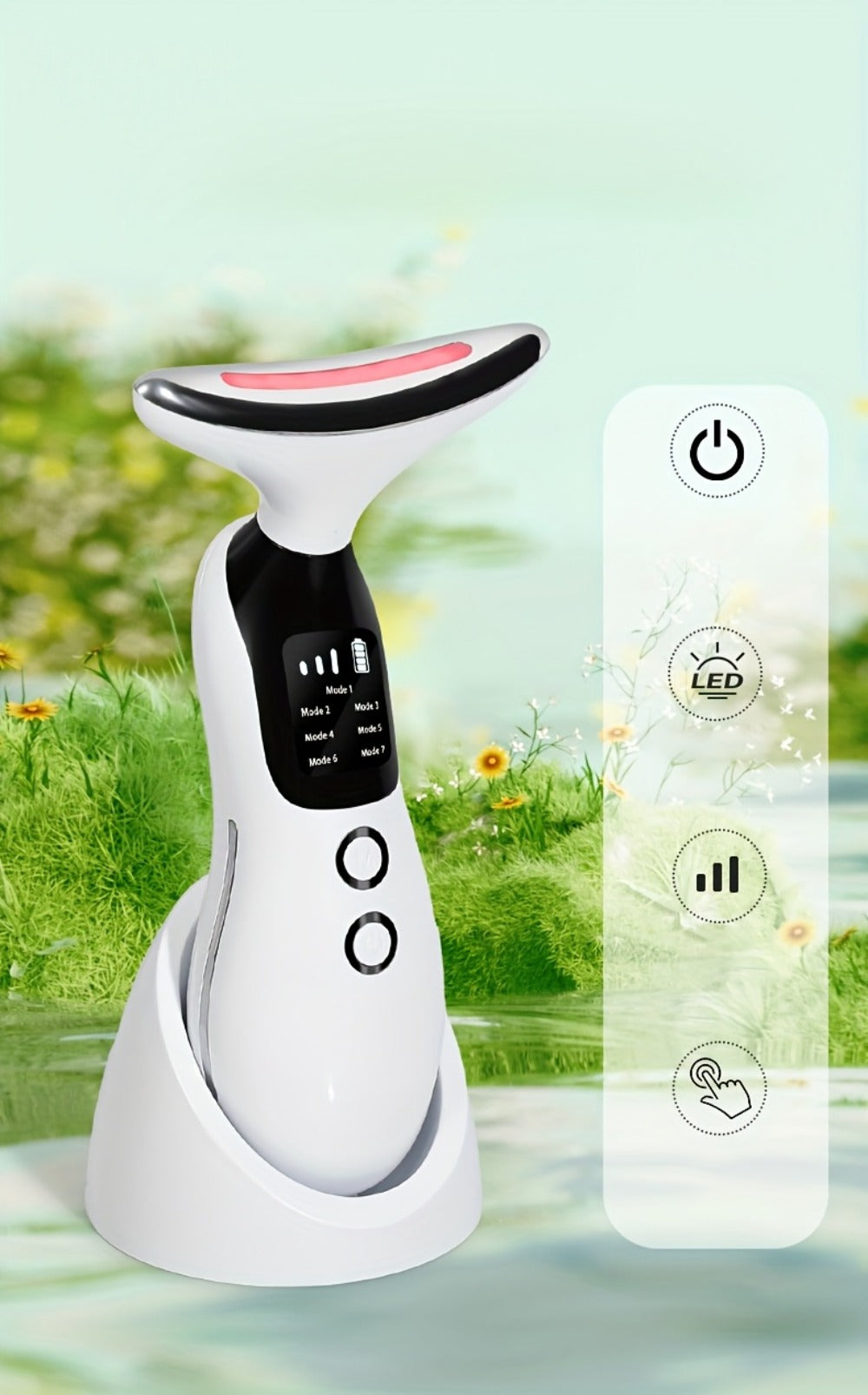 7-in-1 Neck Beauty Device with Base – Multi-Functional Skincare Tool, USB Rechargeable, Anti-Aging Neck Firming & Lifting, Mother's Day Gift for Women