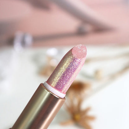 Glitter Shimmer Lipstick Set 3Pcs Pearlescent Pinkish Golden Creamy Glossy Sparkle Lip Gloss Lip Makeup for Party Stage Cosplay Festival Valentine's Day Gift for Women