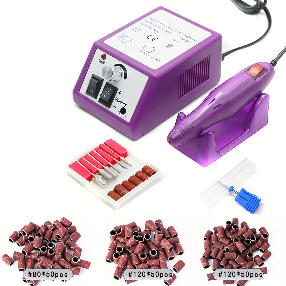 Professional Nail Drill Kit 20000RPM with 6 Drill Bits & 50 Sanding Bands — Electric Manicure Pedicure Machine Low Noise Dual-Hand for Acrylic Gel Natural Nails, Home & Salon Nail File Set, 8-in-1 Option