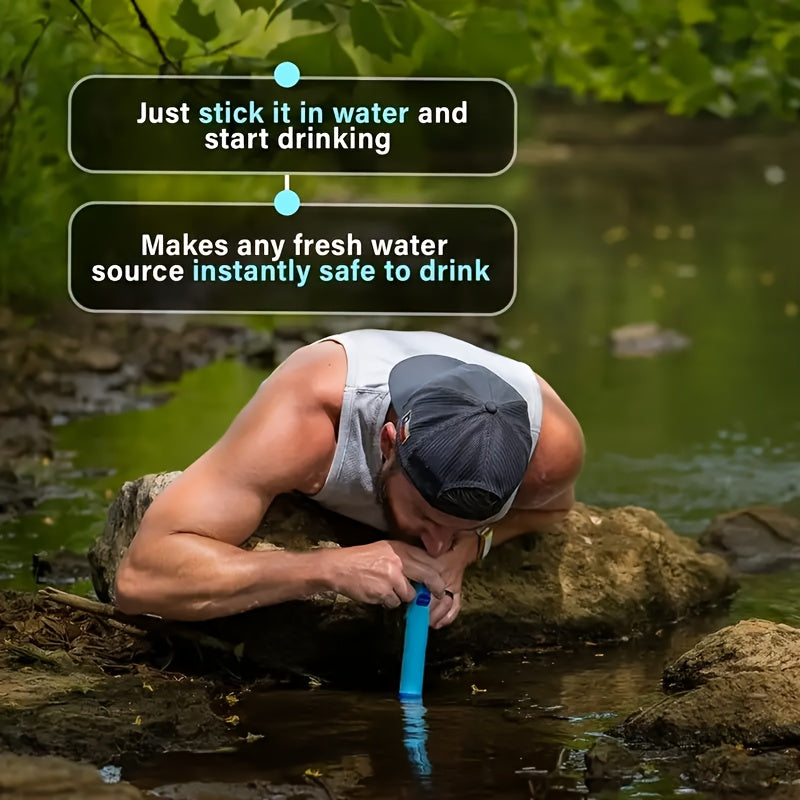 Survival Water Filter Kit | Emergency Camping Water Purifier with Silicone Hose, Lanyard & Instruction Manual – 3, 4 or 6 Pack