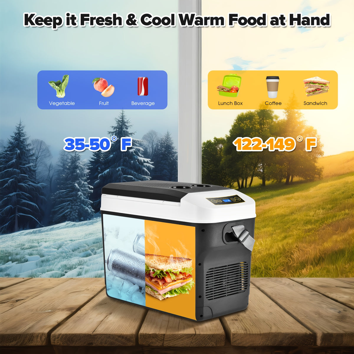 ADVWIN 12V Car Refrigerator Cooler And Warmer 23 Quart/31 Quart Portable Electric Car Cooler with 12/24 Volt DC And 120V AC, Plug in Thermoelectric Fridge for Camping, RV, Fishing
