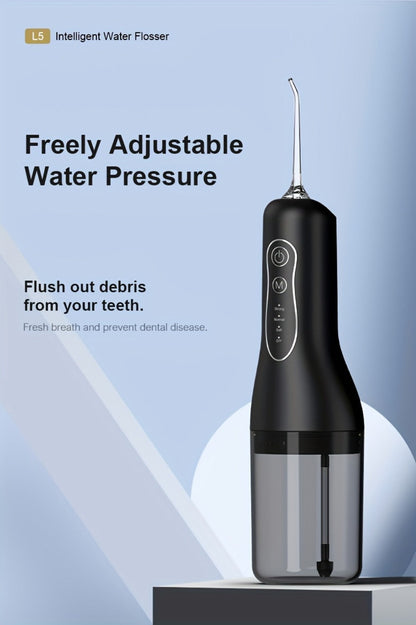 Water Flosser Cordless Oral Irrigator 4 Modes 4 Nozzles Rechargeable IPX7 Waterproof Portable Deep Cleaning Gum Care Dental Hygiene for Braces Travel Home Gift Black