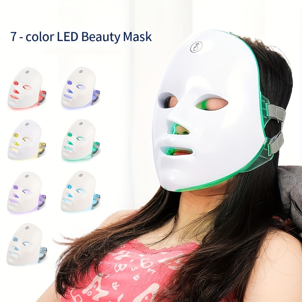 LED Light Therapy Device 7 Color Photon USB Powered – Skin Rejuvenation Anti-Aging Acne Treatment Facial Care Beauty Tool for Home Use Women All Skin Types