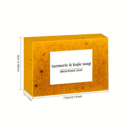 Kojic Acid Soap Bar 24-Pack Handmade — Lemon Turmeric Cold Process Bar Soap with Ginger Extract & Exfoliating Granules, Brightening Dark Spot Soap for Women, Face & Body Cleansing Gift Set
