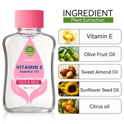 Vitamin E Essential Oil for Face, Neck & Body – Natural Multi-Plant Extract Moisturizing Firming Nourishing Skincare Serum, Hydrating Massage Oil for All Skin Types, Korean Skin Care – 50ml