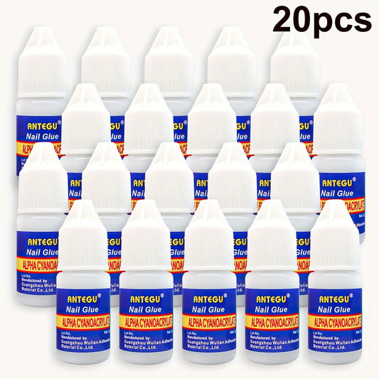 Press On Nail Glue 20 Bottles Super Strong Acrylic Bond Long Lasting False Nails Adhesive Nail Patches Broken Nail Repair Professional DIY Manicure Kit