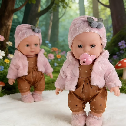 Mini Reborn Baby Doll 12 Inch 30cm Lifelike Soft Baby Girl Toy with Pink Clothes Hat Socks Pacifier Set – Cute Realistic Newborn Doll for Party Games Pretend Play Birthday Christmas Halloween Gift for Girls