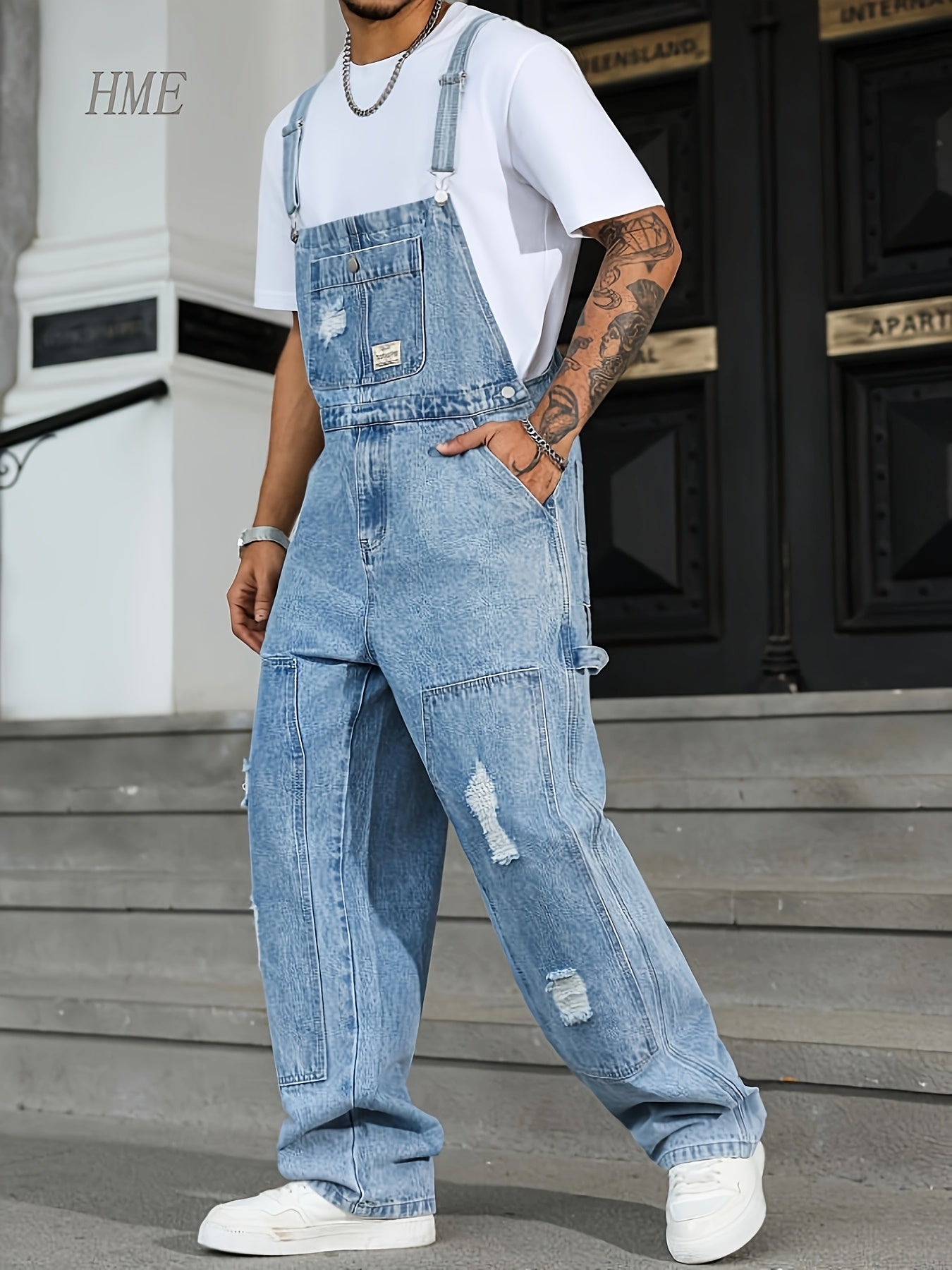 Men's Denim Overalls - Pocket Detail 907237
