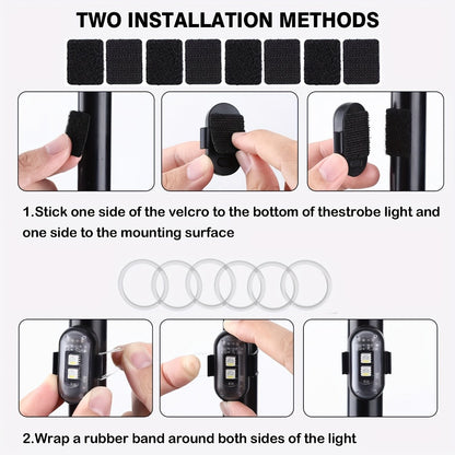 Wireless LED Strobe Warning Lights 6-Pack 8 Colors USB Charging IP65 Waterproof Anti-Collision Safety Light for Car Interior Truck Motorcycle Bicycle Drone – Remote Control Option Available