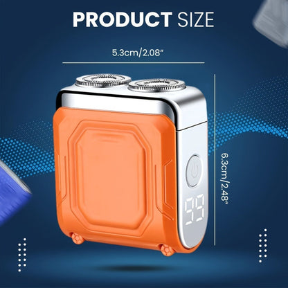Dual-Head Magnetic Electric Shaver for Men — Floating Razor with Digital Display, USB Rechargeable, Powerful Motor, Portable Travel Close Shave, 3 Colors Black Orange Blue
