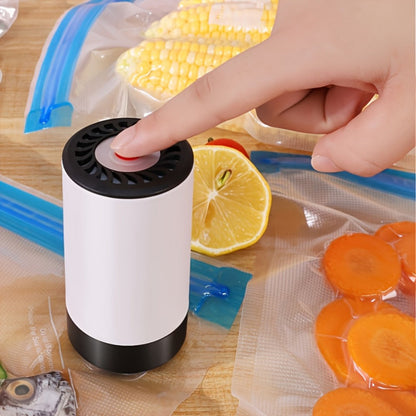 Cordless Vacuum Pump with Multiple Accessories – Portable Food Vacuum Sealer & Dehumidifier for Food Preservation, Crisper Containers, Travel Space Saving & Outdoor Storage