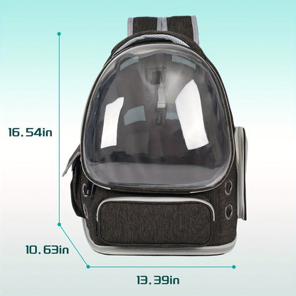Cat Carrier Backpack Bubble Window Space Capsule Transparent Breathable Travel Bag for Cats & Kittens, Airline Approved Zipper & Pet Door Entry All-Season Cat Backpack, Black Blue Brown Green Gray Pink