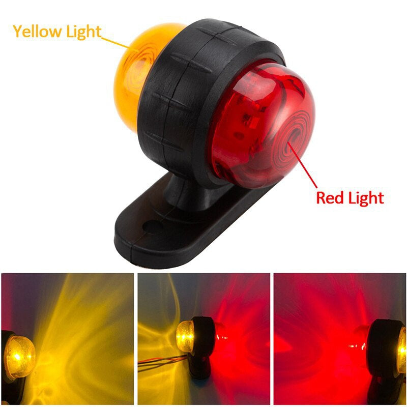 2pcs 12-24V Universal Side Marker Lights Double Side Lighting Indicator Lamp Warning Light for Truck, Without Battery