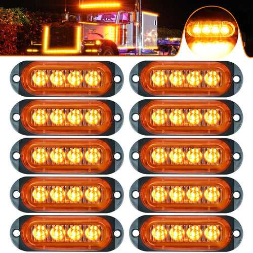 10pcs LED Side Indicator Lamps for Cars & Trucks - Amber/White/Red, 12-24V, High-Visibility External Lamps for Motor Vehicles, Motor Vehicle Lighting|Modern Truck Lamps|Durable Construction, Truck Accessories, Without Battery