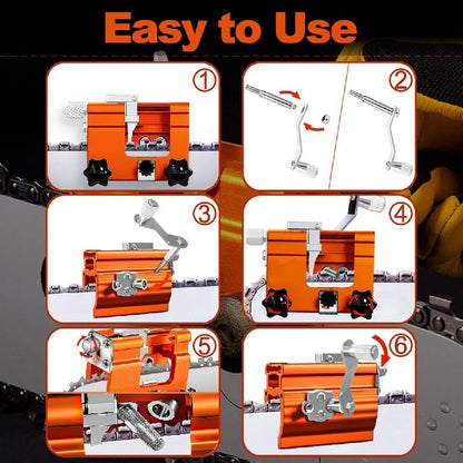 Chainsaw Sharpener Jig Kit – Portable Hand-Cranked Chain Saw Sharpening Tool with Aluminum Alloy Burrs | 1/3/5/10-Piece Sets for All Chain Saws