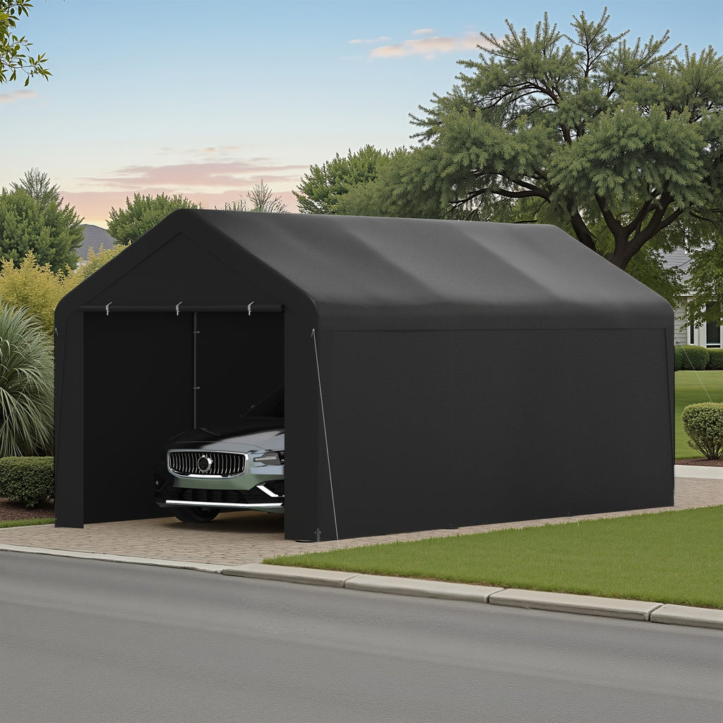 Carport Tent Car Ports Party Tent Heavy Duty Car Tent Car Shelter 10x20 Portable Garage Metal Storage Shelter Outdoor Event Tent Sun Shade with Removable Sidewalls & Doors, 230g Water-resistant PE Cover