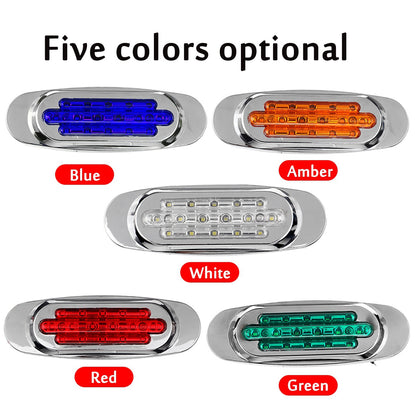 4pcs LED Side Marker Lights for Trucks & Trailers - 16 LEDs, Dual Mode (Steady On + Flash), Fits 12-24V Vehicles - Available in Amber, White, Red, , Green