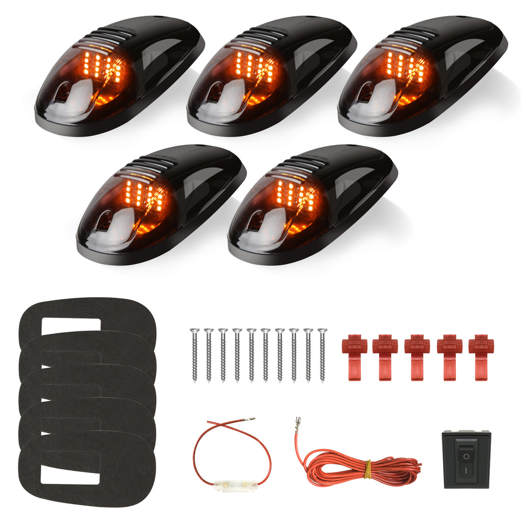 5pcs/Set 16/24 LED Roof Marker Light Bulbs, 12V Super Bright, Sturdy Construction, Easy Wiring Harness Replacement, Fits 2003-2018 1500 2500 3500 4500 5500 Pickup Trucks, Without Battery