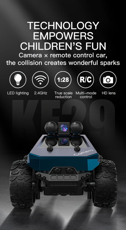 RC Off-Road Pickup Truck 1:28 Scale with 480P HD Camera | 2.4GHz App Control & Virtual Reality Function | 2 Rechargeable Batteries | Monster Truck Toy for Adults Kids