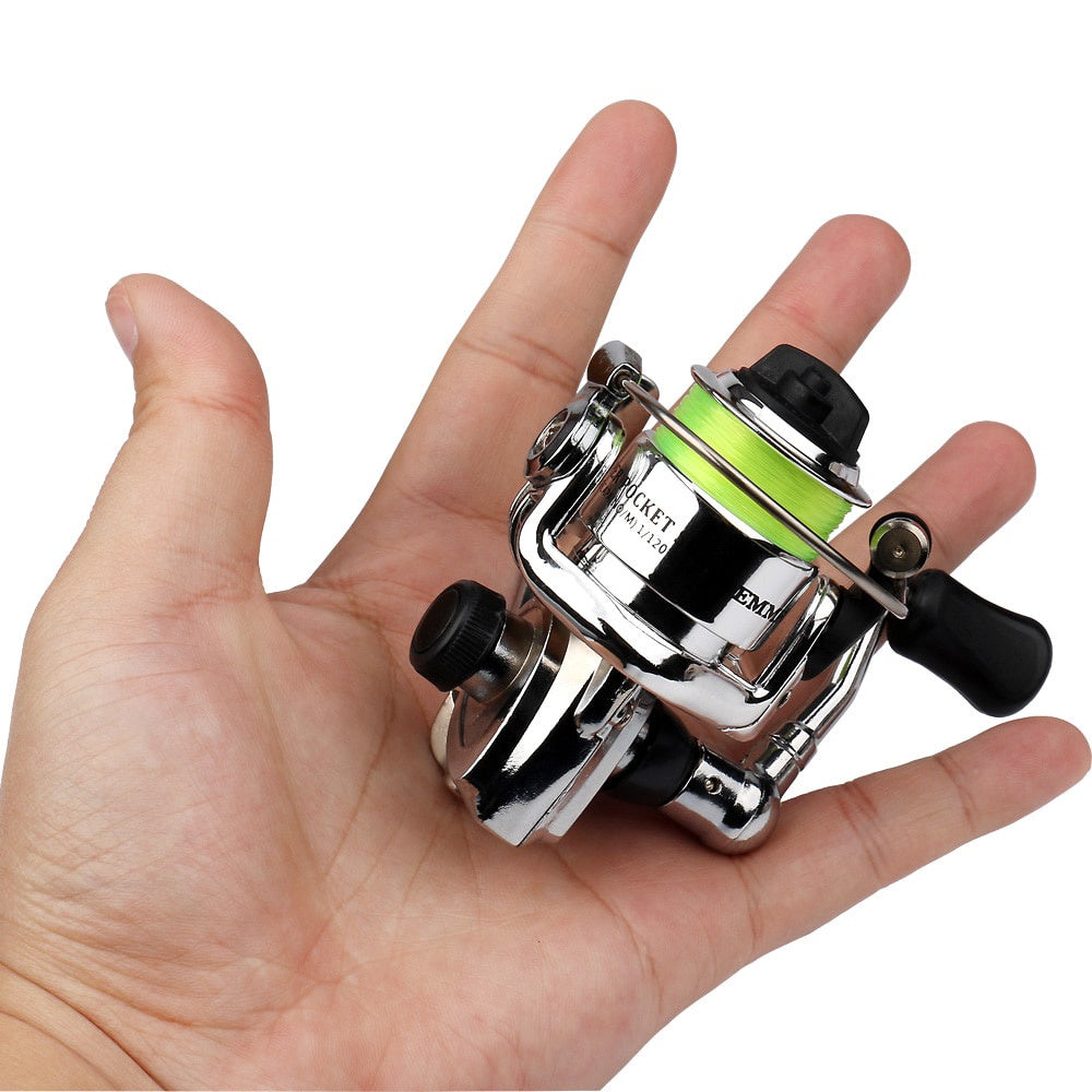 Mini 100 Spinning Fishing Reel – 4.3:1 High-Speed Gear Ratio, Aluminum Alloy Body, Interchangeable Rocker Arm, Ambidextrous, Includes 109 Yards of Line – Lightweight Reel for Freshwater & Saltwater Fishing