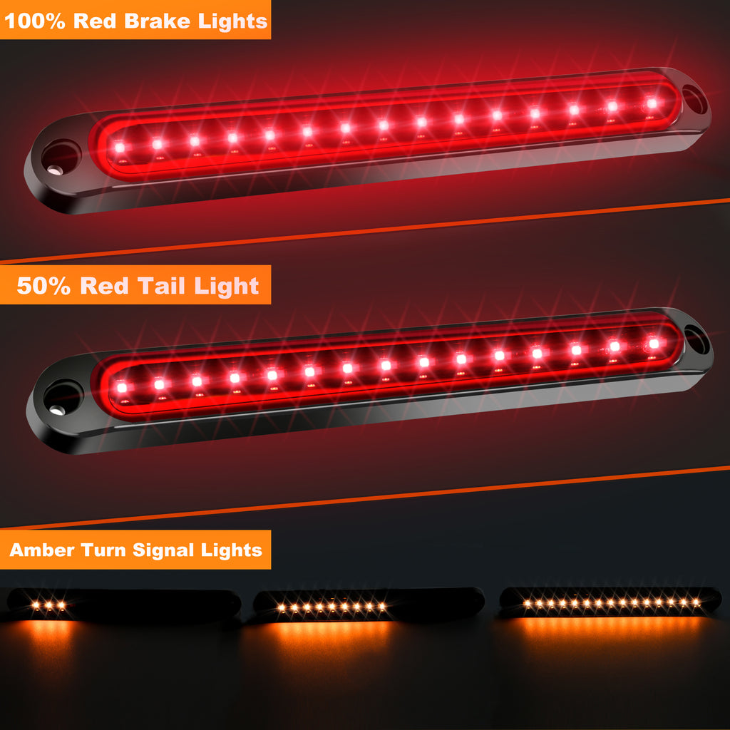 Set of 2 Smoked Lens 10-Inch LED Side Light Bars for Vehicles, Featuring Sequential Turn Signals, Suitable for Pickup Trucks And Utvs, Without Battery