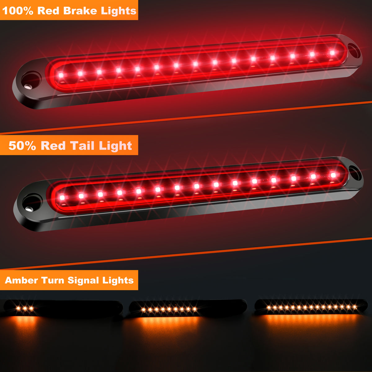 4pcs Smoked Lens LED Trailer Tail Light Bar Brake Stop Turn Signal Lights for Trucks and RV