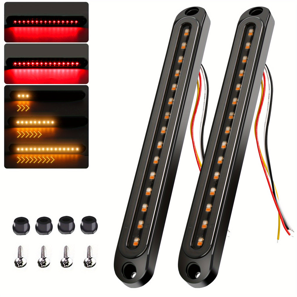 Set of 2 Smoked Lens 10-Inch LED Side Light Bars for Vehicles, Featuring Sequential Turn Signals, Suitable for Pickup Trucks And Utvs, Without Battery