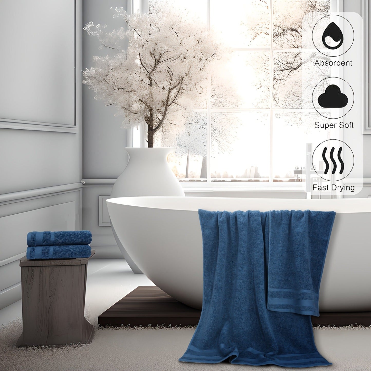 Cotton Bath Towel Set 6/10 Piece - 100% Pure Cotton Large Bath Towels for Women & Men, Highly Absorbent Quick Dry Spa Hotel Quality Towels for Bathroom, Bedroom, Gym, Pool & Travel, Soft Fluffy Luxury Towel Sets