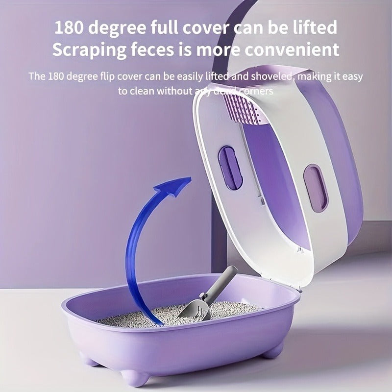 Enclosed Cat Litter Box with Odor Control - Foldable Top Entry Design, Splash-Proof Walls, Compact Size for Small Spaces, Suitable for Kittens and Adult Cats