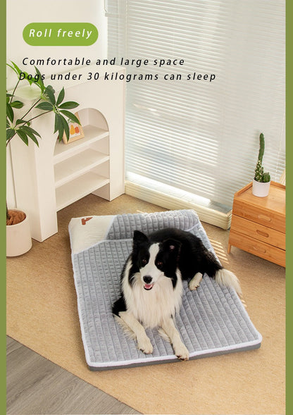 Thickened Dog Bed & Cat Bed Mat with Pillow – Anti-Slip, Machine Washable, Detachable Crate Mat for All Dogs & Cats, L & XL