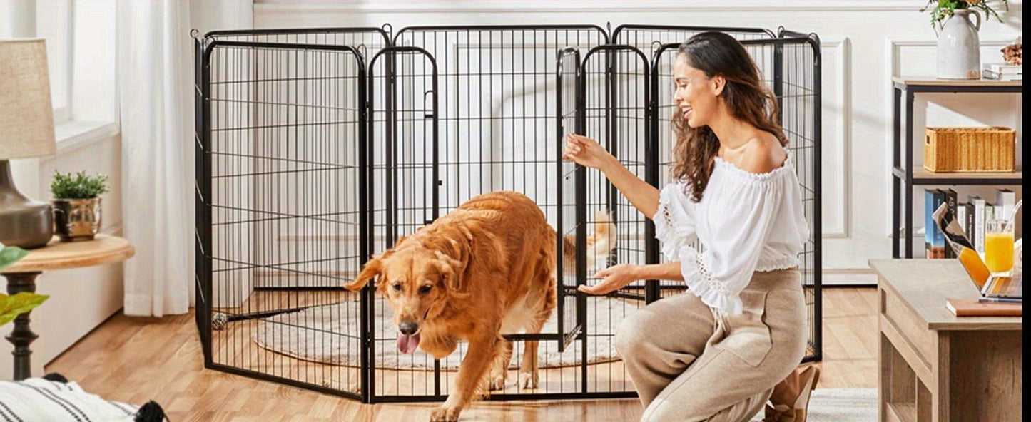 Dog Playpen Heavy Duty Foldable - 8 & 16 Panel Pet Exercise Pen for Large Medium Small Dogs, Portable Indoor Outdoor Puppy Pen for Yard Garden Camping RV, 24"/32"/40" Panel Height