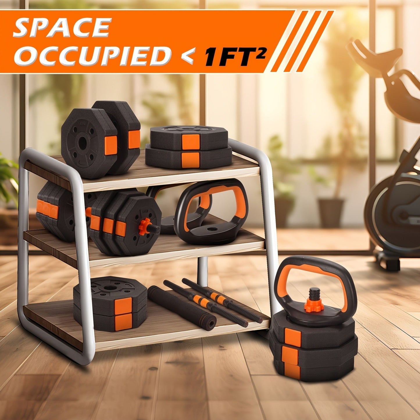 Adjustable Barbell & Dumbbell Set 4-in-1 – 25/50/66 lbs Home Gym Weight Set with Connecting Rod, Strength Training for Men & Women