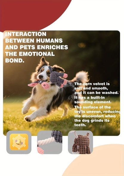 Squeaky Dog Toys 6 Pack - Plush Stuffless Chew Toys for Small Medium Large Dogs, Durable Teething Toys for Aggressive Chewers, Interactive Puppy Toys for Boredom & Mental Stimulation, Random Color