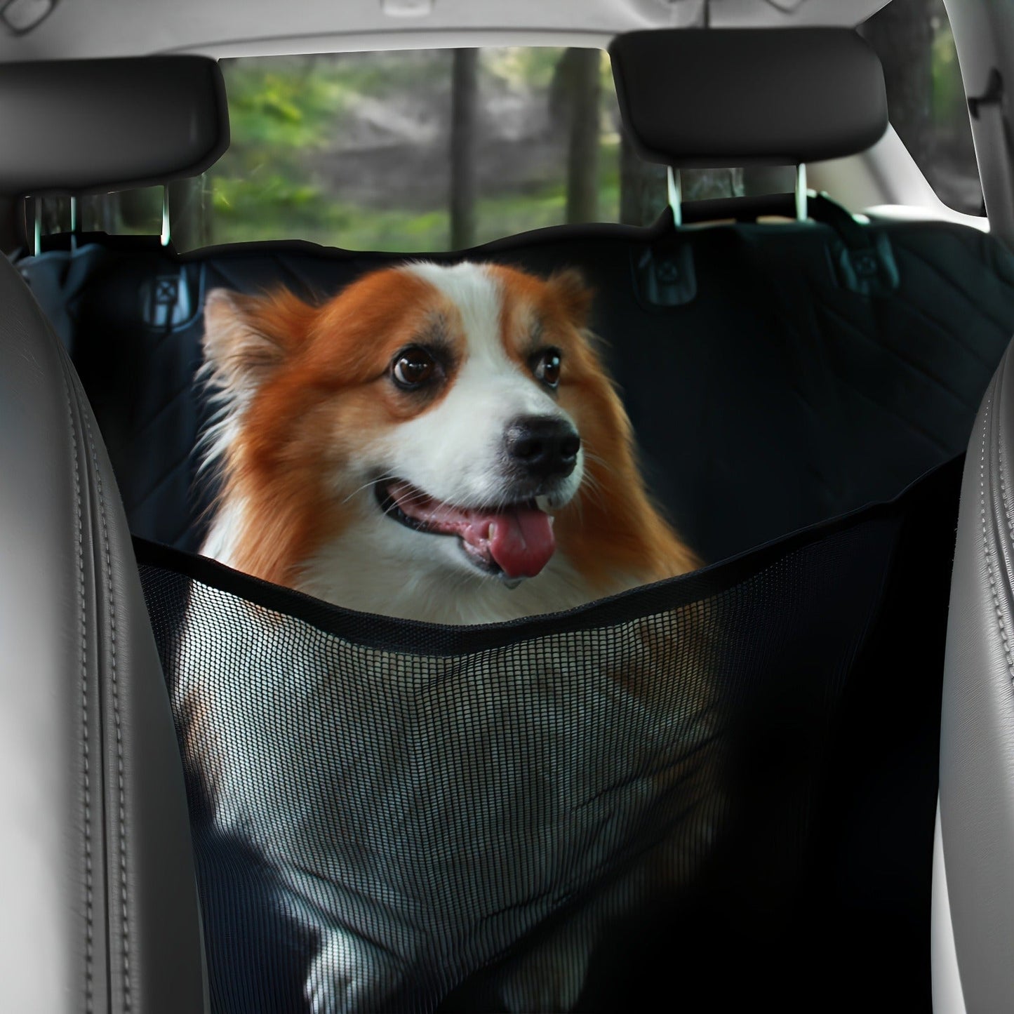Dog Car Seat Cover for Back Seat - Waterproof Oxford & TPU Pet Seat Protector with Anti-Slip Base, Side Flaps, Seat Belt Openings & Mesh Window, Machine Washable Dog Car Cover for SUVs & Vehicles
