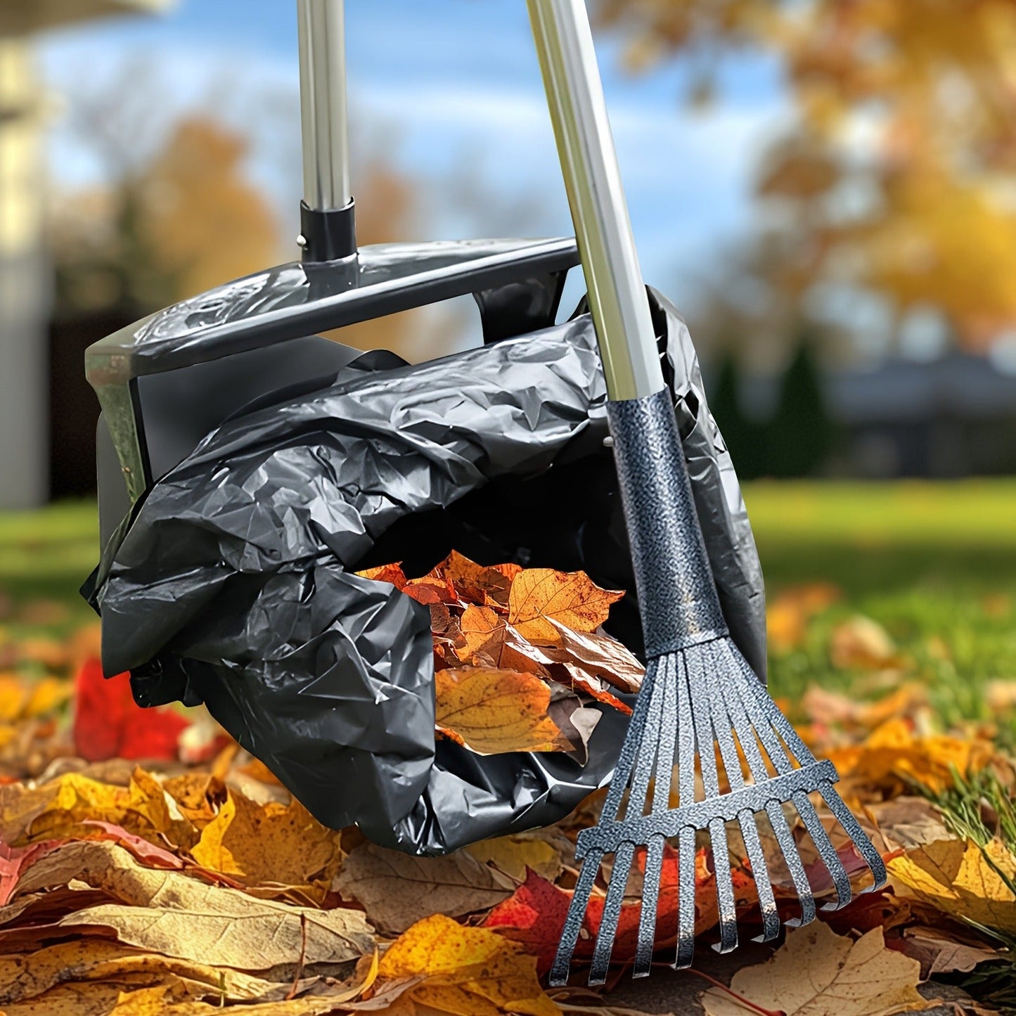 Dog Pooper Scooper with Long Handle & Swivel Bin - Heavy Duty Rake Spade Set, 40 Waste Bags Included, Pet Waste Removal for Yard Grass Gravel