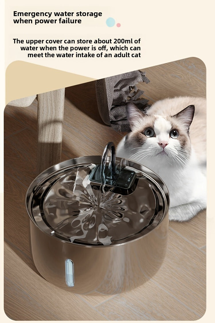 Large Stainless Steel Pet Water Fountain 236oz / 7L - Automatic Cat & Dog Water Dispenser, Multi-Stage Filtration, Visible Water Level Window, USB Powered, Replacement Filters Included, FT007