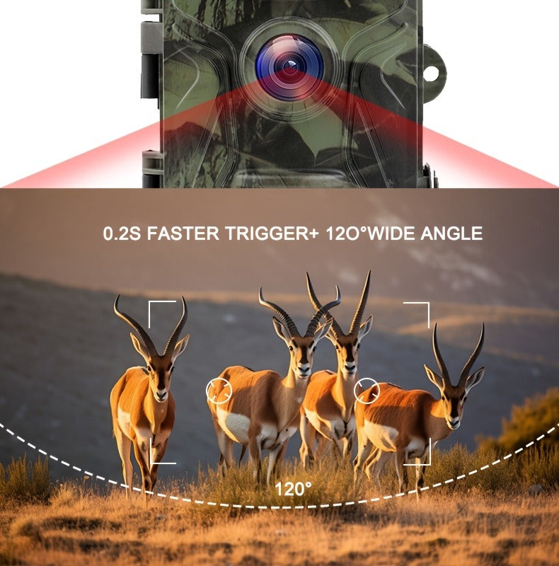 Trail Camera 48MP 4K Night Vision 0.2s Trigger 120 Degree Solar
